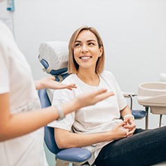 young woman at her dental implant consultation