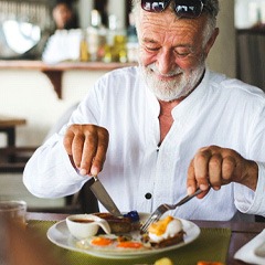Man eating breakfast
