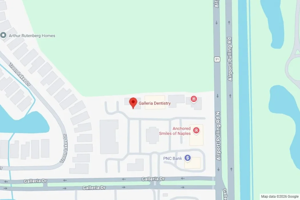 Map showing Galleria Dentistry at 9140 Galleria Ct. in Naples, FL
